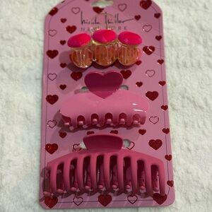 Nicole Miller Heart-Themed Pink Hair Clip Set 💕💕💕